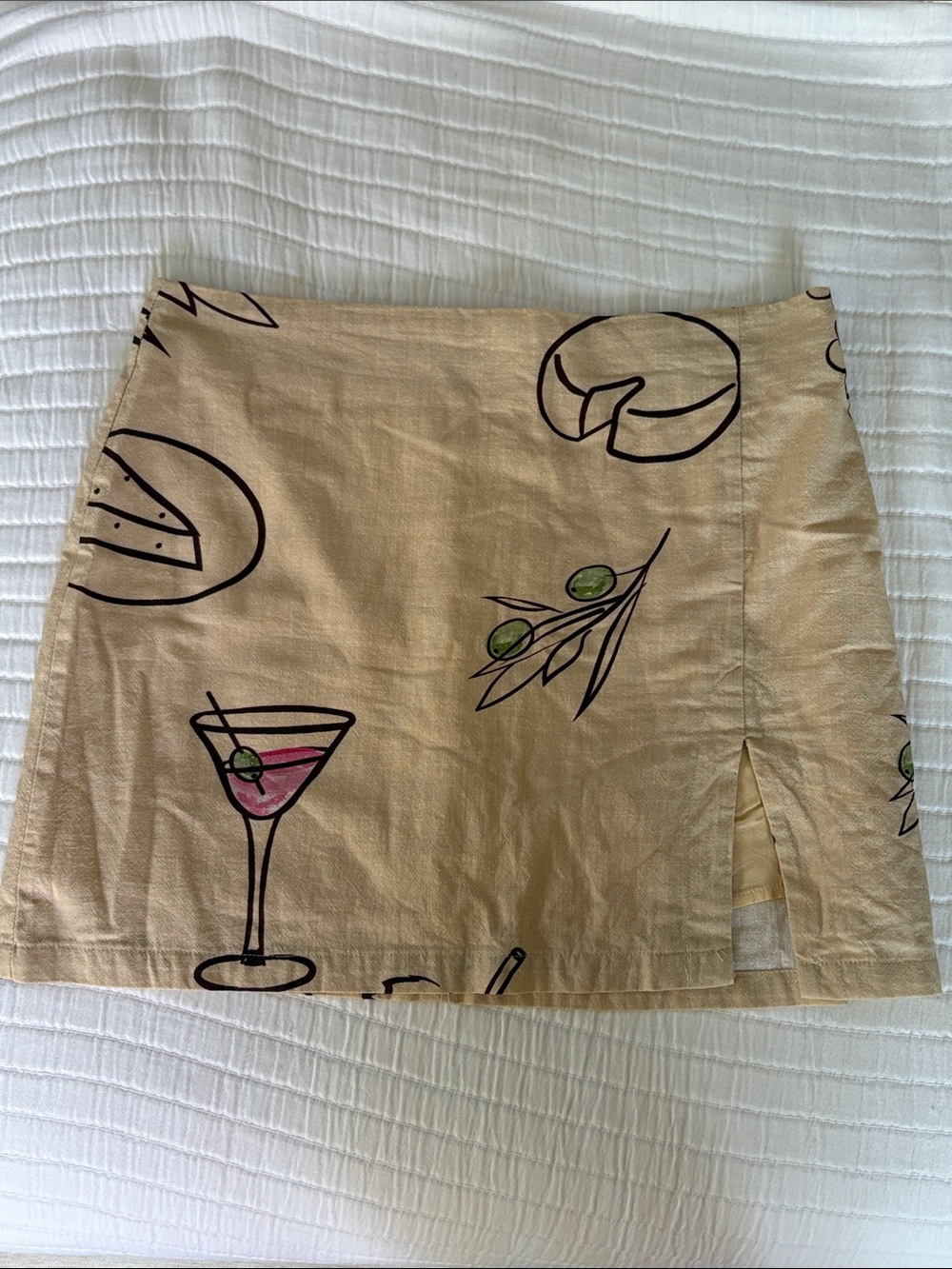 Women’s Beige Printed Mini Skirt